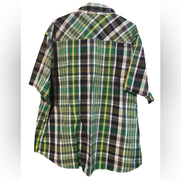 CE Schmidt Work Wear Short-Sleeve Plaid Button-Up Shirt in Green/Black - Picture 3 of 7